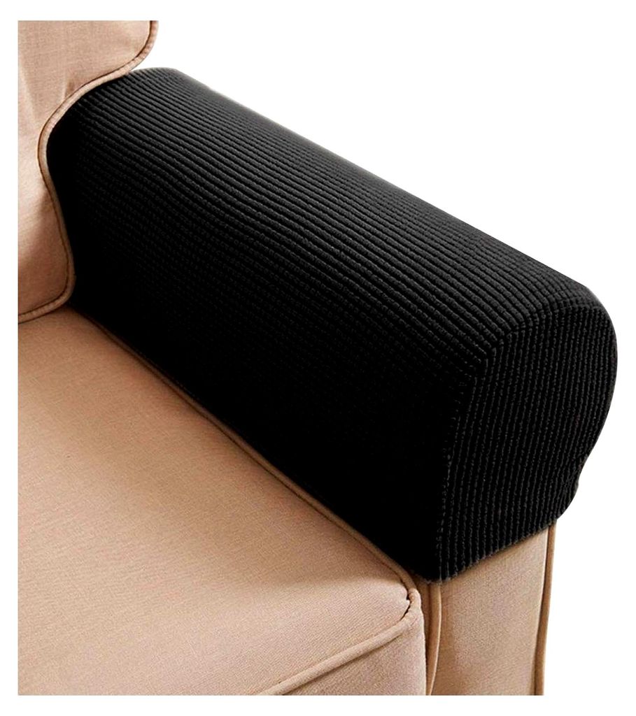 Armlehnenbezüge, Stretch-Sesselbezüge, rutschfest, Elasthan, Polyester, Schonbezüge für den Möbelschutz, 2er-Set (Schwarz 2)
