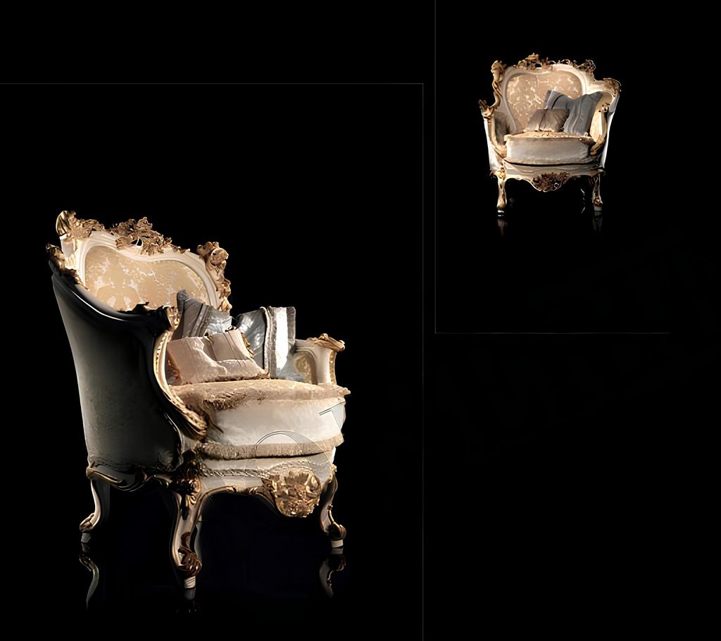 Sessel Bibliothek Lese Stuhl Ohrensessel Sofa Polster Italienische Möbel Luxus