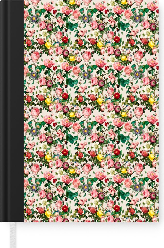 MuchoWow Notizbuch Tagebuch Haushaltsbuch Notebook A5 Blumen - Collage - Farben - Notizblock - Notizheft - Notebook - Schreibblock - Papier