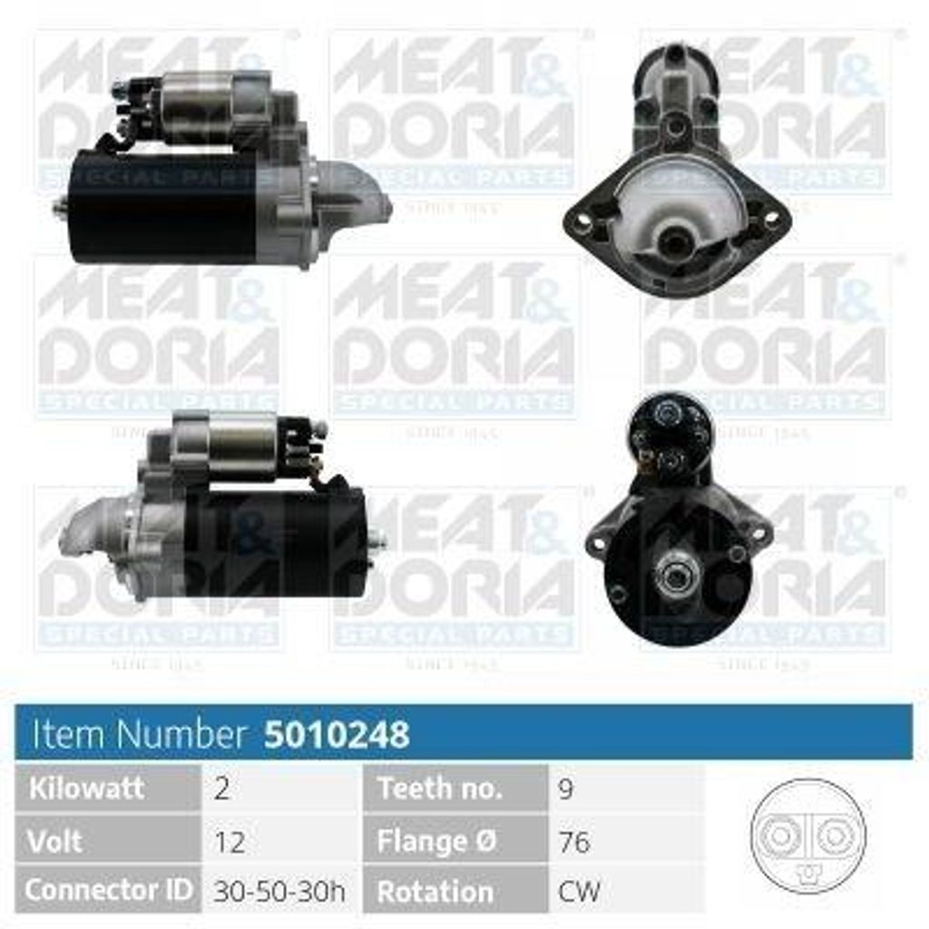 MEAT & DORIA 5010248 Starter Anlasser 2kW für BMW 3 Limousine (E46) 12V