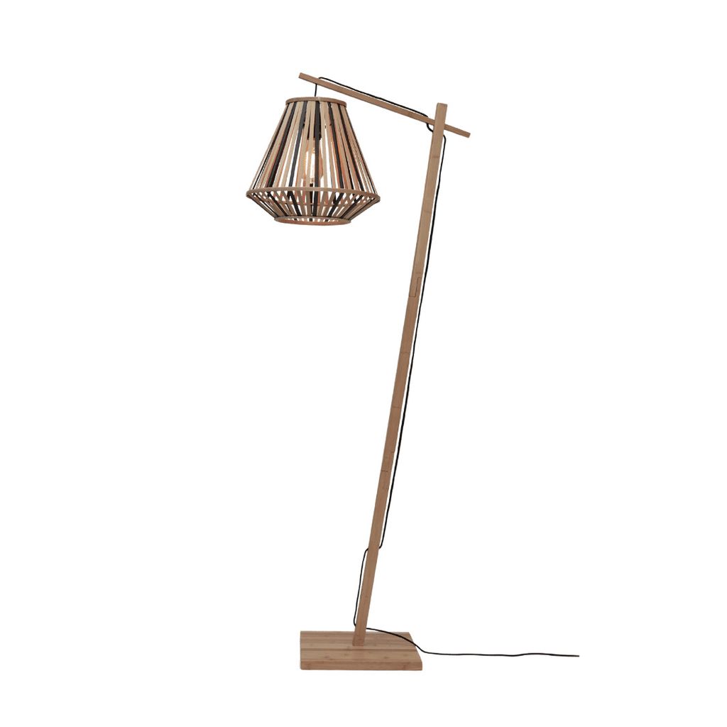 GOOD&MOJO - Stehleuchte Merapi - Bambus/Schwarz - 57x30x150cm für Wohnzimmer, Schlafzimmer