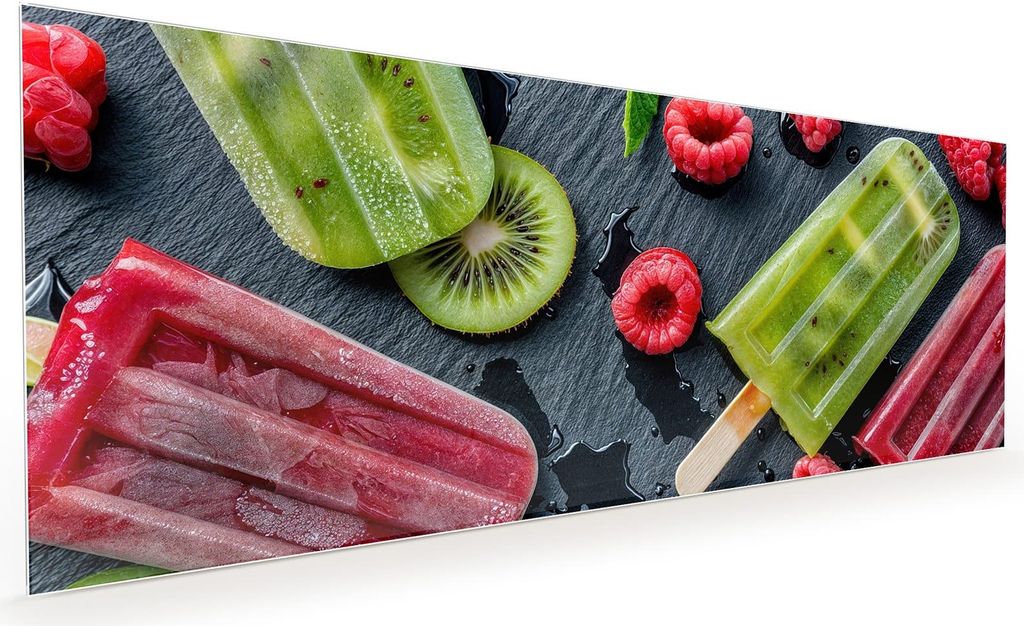 Küchenrückwand Spritzschutz Glas mit Motiv Frisches Eis am Stiel 40 x 40 cm