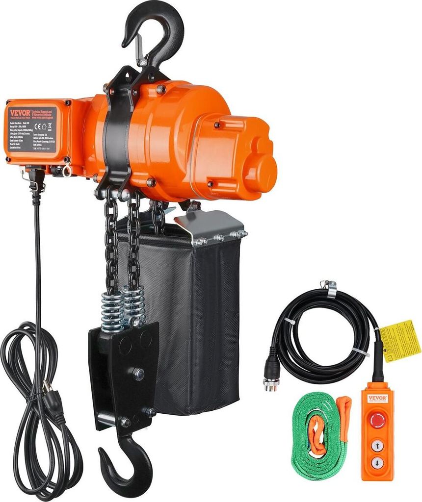 Electric Chain Hoist Single Phase Crane Hoist 2200 lbs Load 10 ft Lifting