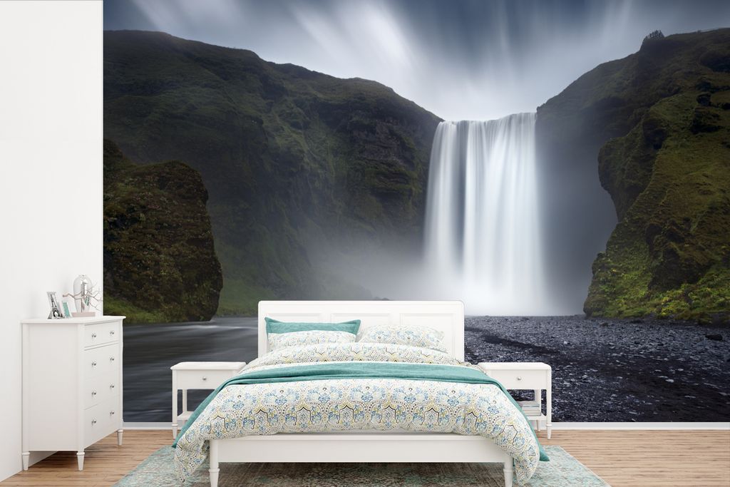 MuchoWow Fototapete für Wohnzimmer oder Schlafzimmer Wandtapete Vinyl Motivtapete Wasserfall - Berg - Dschungel - 420x280 cm - Zimmer für Kinder