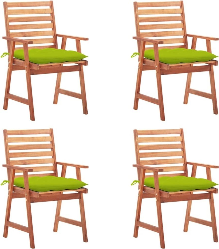 Garten-Essstühle 4 Stk. mit Kissen Massivholz Akazie