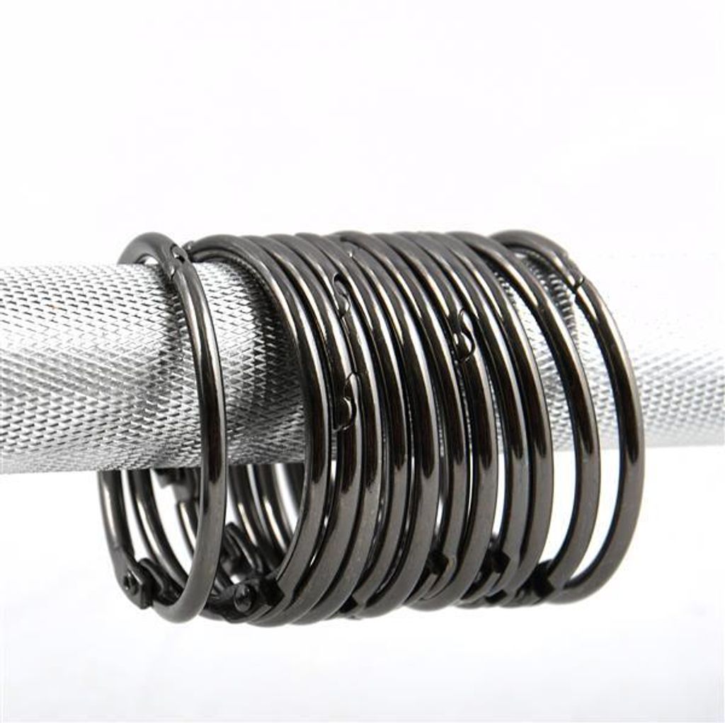Anelli Confezione 12 Pezzi Set Di 12 Anelli Per Tenda Da Doccia Spirella Ringo - Metallo Spazzolato, Diametro 4 Cm, Per Tutte Le Aste Anelli Per Asta Tenda Doccia Universali