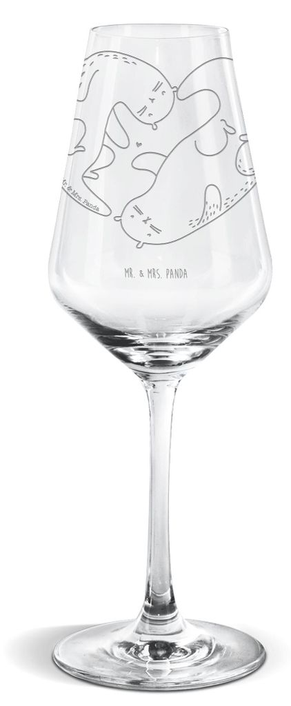 Mr. & Mrs. Panda Weinglas Otter Valentine - Transparent - Geschenk, Für Weißwein, Partner, Glas, Freundin, Frauen, Weißweinkelch, Hochzeitstag, ...