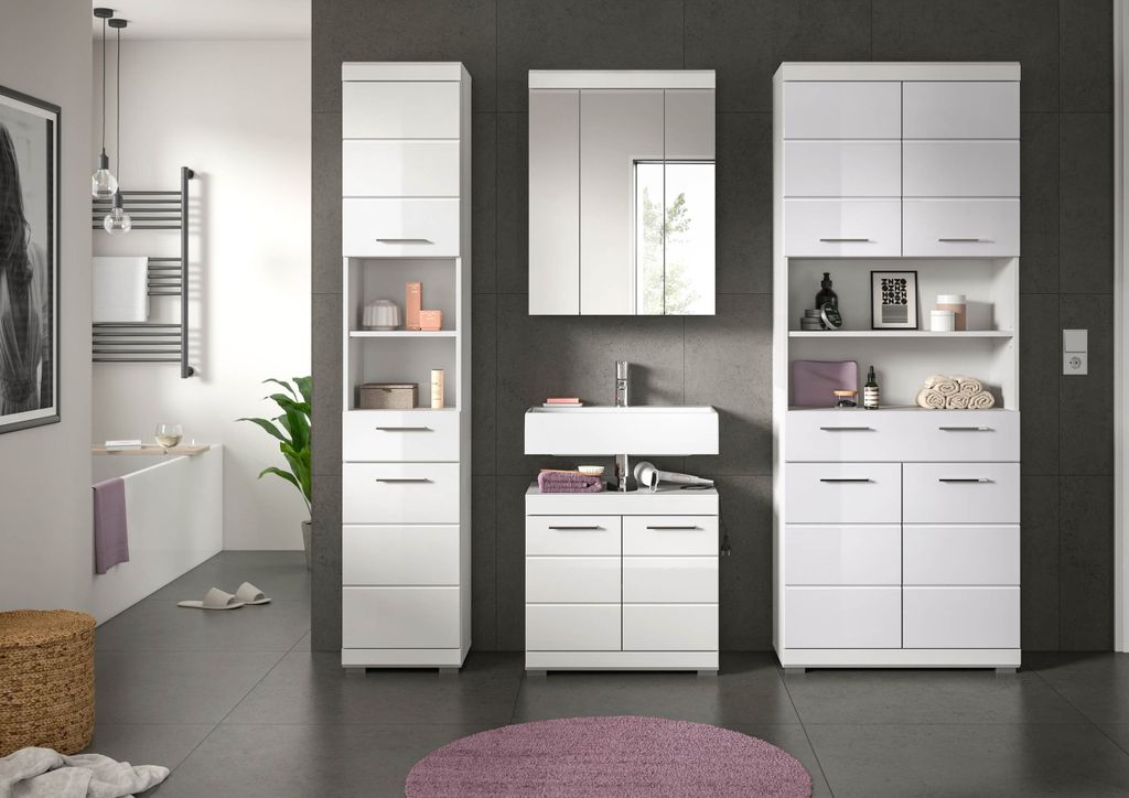 Scout Badmöbelset S79 hvid højglans, weiß.