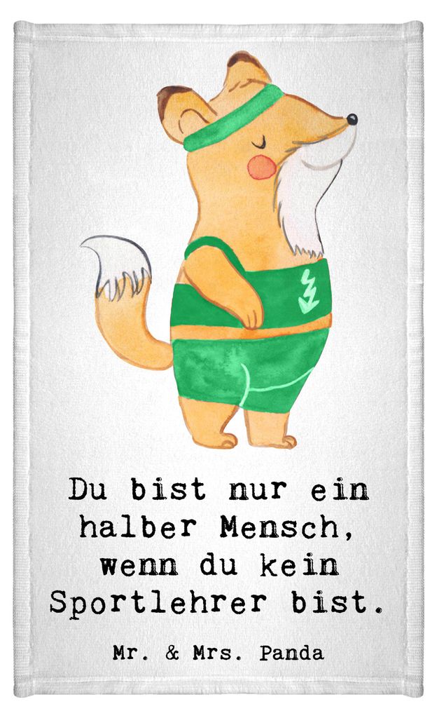 Mr. & Mrs. Panda Handtuch Sportlehrer Herz - Weiß - Produktbild 