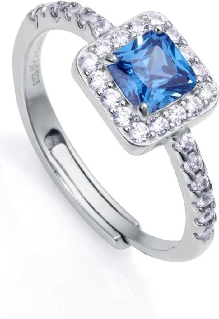 Bague d'anniversaire en argent et zircon 53 mm - Bijou femme élégant