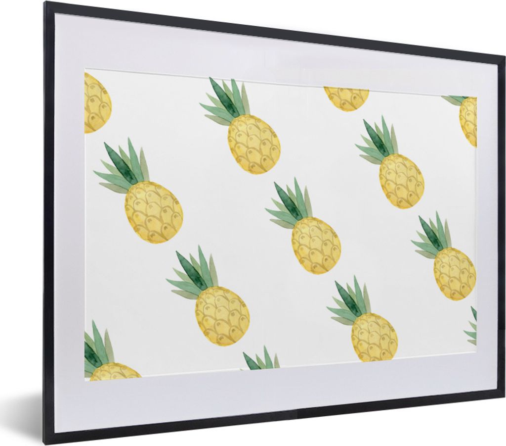MuchoWow® Gerahmtes Poster Ananas - Obst - Muster 40x30 cm Produktbild 