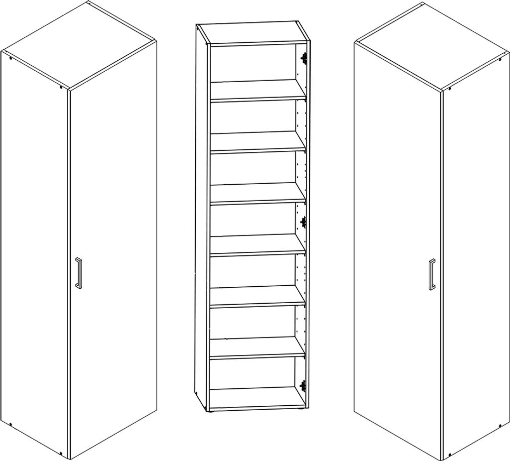 Schrank 1-türig Eiche MIAMI-43, B/H/T ca. 45/185/40 cm