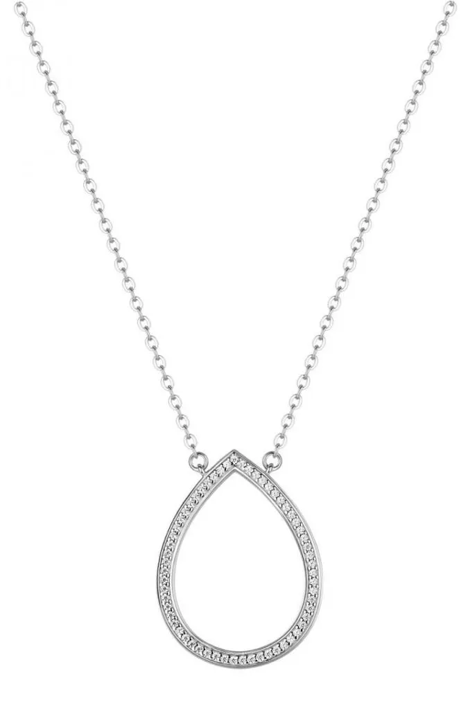 Collier goutte d'eau argenté et pendentif zircone brillante pour femme