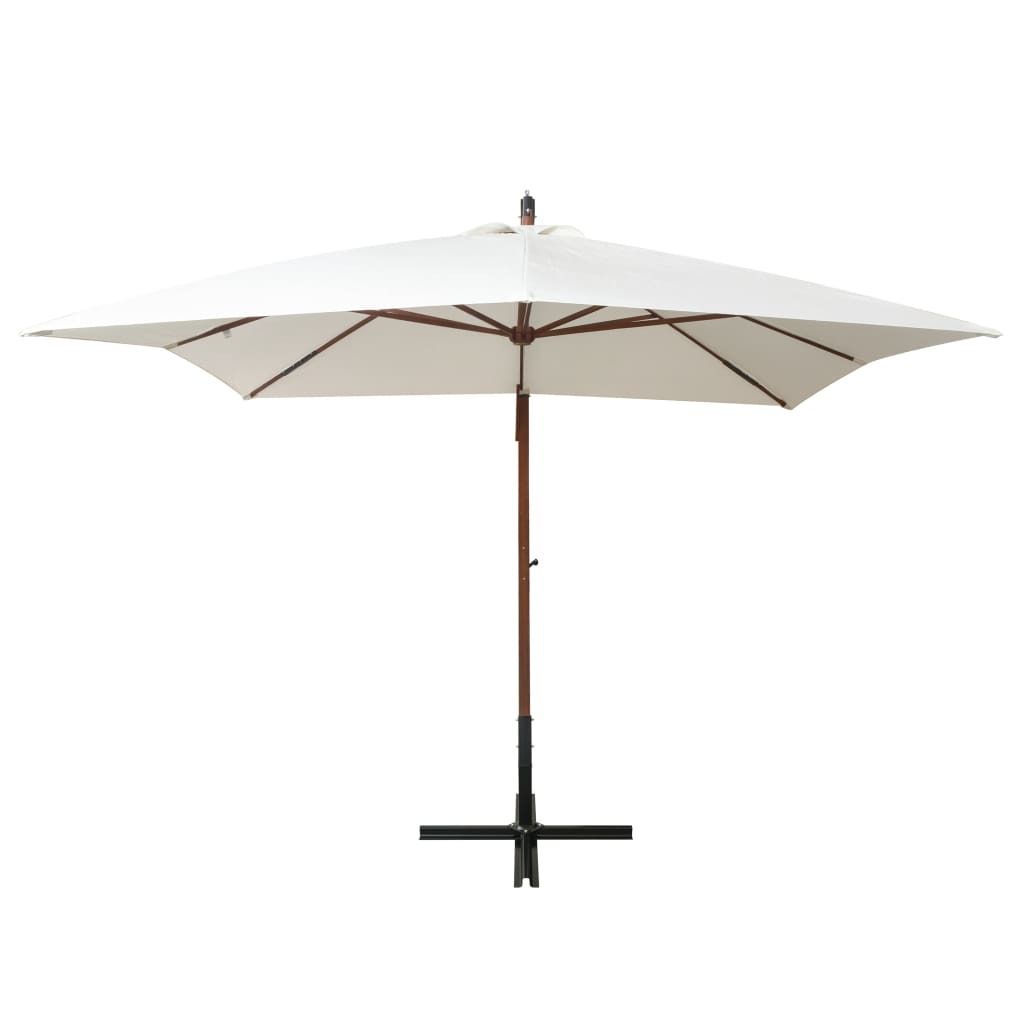 vidaXL Ampelschirm 300x300 cm Holzmast Weiß Produktbild 
