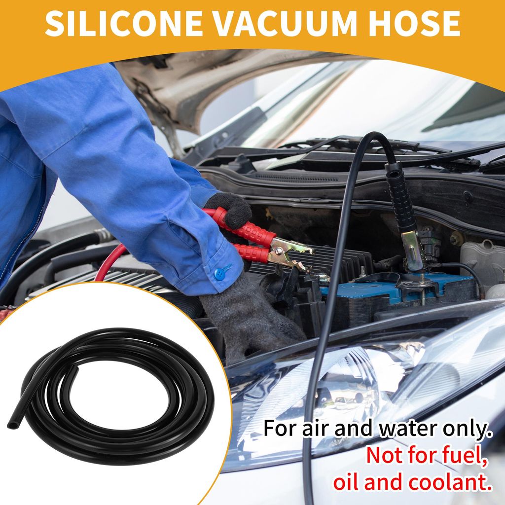 1 Stück 130PSI Maximaldruck Universeller Silikonschlauch für Vakuumschläuche für Autos, Hochtemperatursilikonschlauch Schwarz 10FT 3/8" 10mm ID...