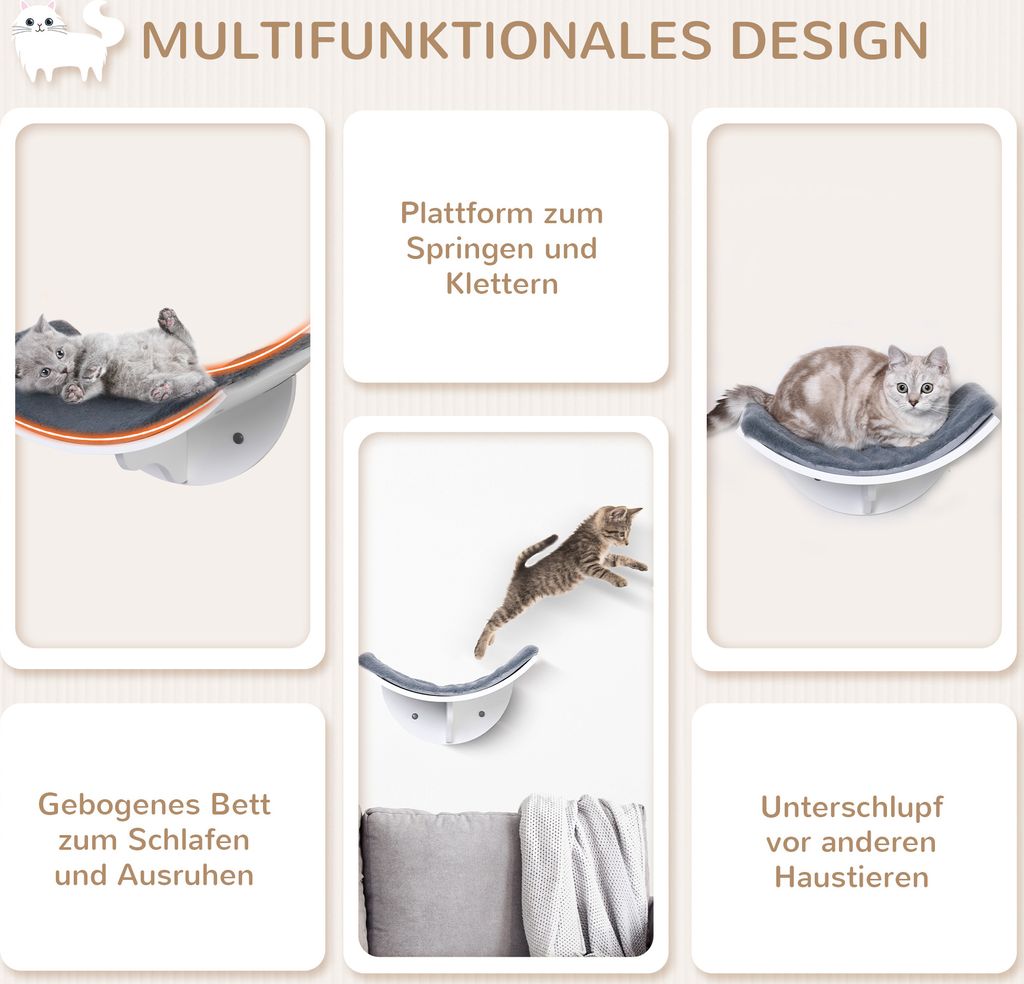 PawHut Katzenliege Katzen Wandliege Katzenbett Katzenregal Produktbild 7