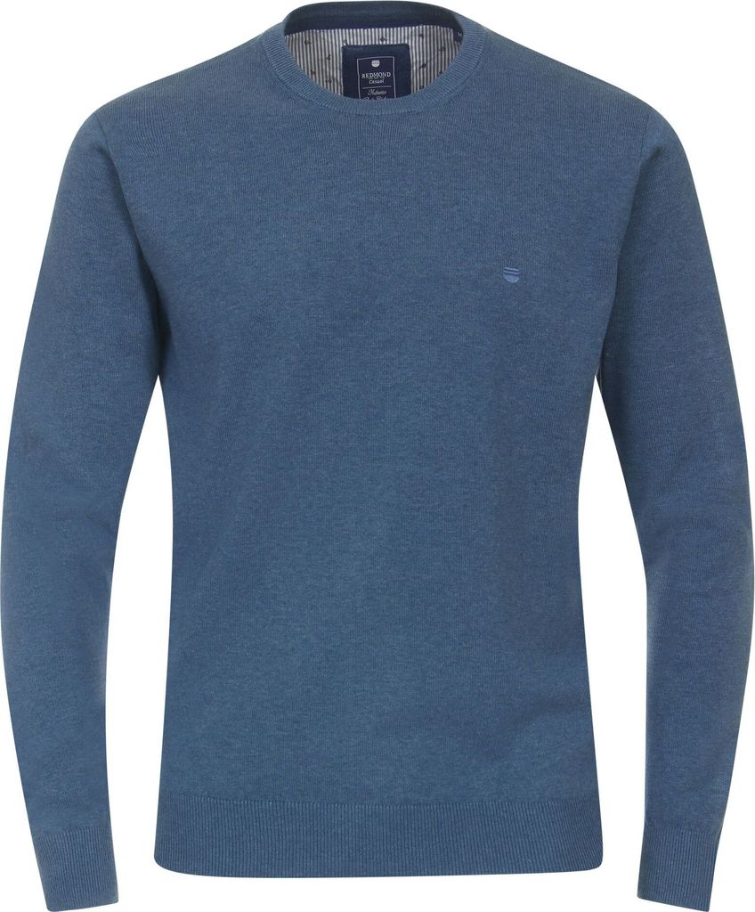 REDMOND Casual Herren Pullover Langarm Rundhals Mittelblau 3XL