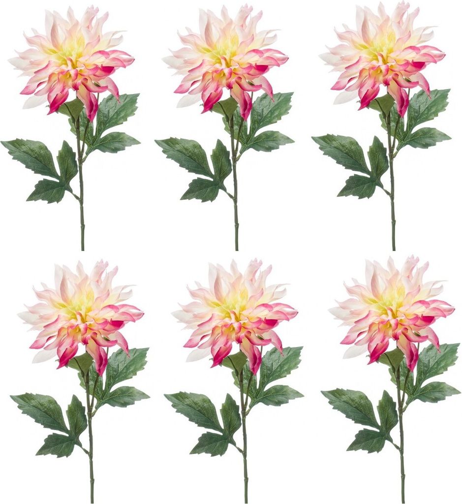6er Set künstliche Dahlien mit XXL Blüte weiß rosa pink 60cm Emerald Kunstblumen