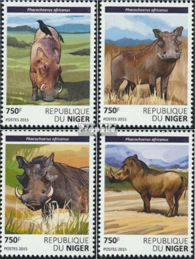 Briefmarken Niger 2015 Mi 3811-3814 (kompl. Ausg.) postfrisch Warzenschweine