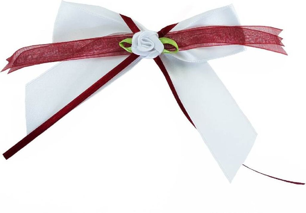 10 x Oblique Unique Antennenschleife Hochzeit Deko Schleife 12 cm - weinrot