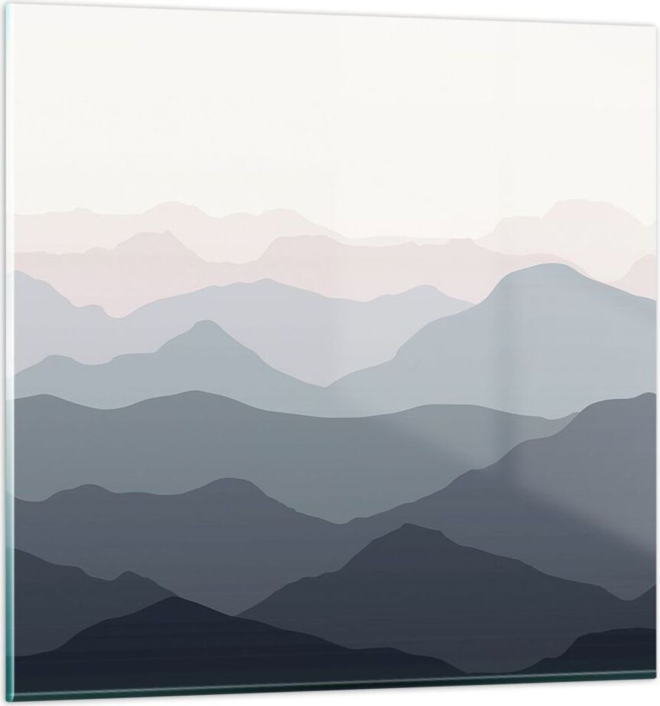 Bilder auf glas - Einteilig - Berge Grafiken Buntstift - 70x70cm - Glasbilder - Wandbilder - Bilder - zum Aufhängen bereit - Wanddekoration aus Gl...