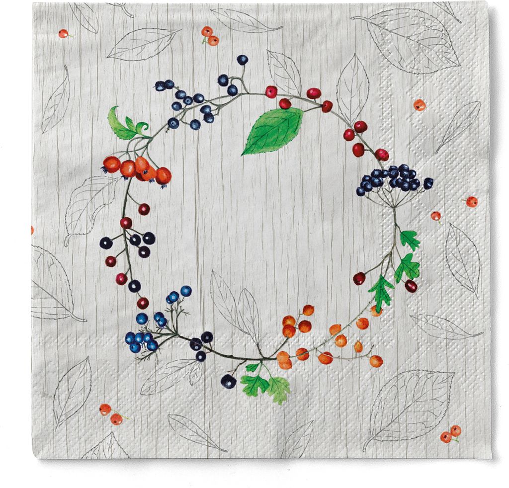 Tissue Serviette Brenda, 40 x 40 cm, 3-lagig, 100 Stück - Mank - Blumenkranz Floral