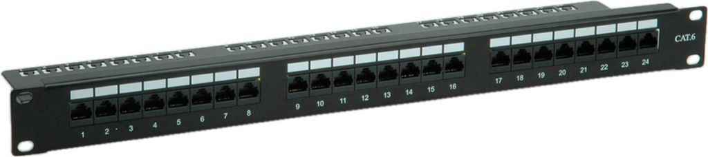 VALUE Cat.6 (Class E) 19-Zoll-Patchpanel, 24P, ungeschirmt, schwarz