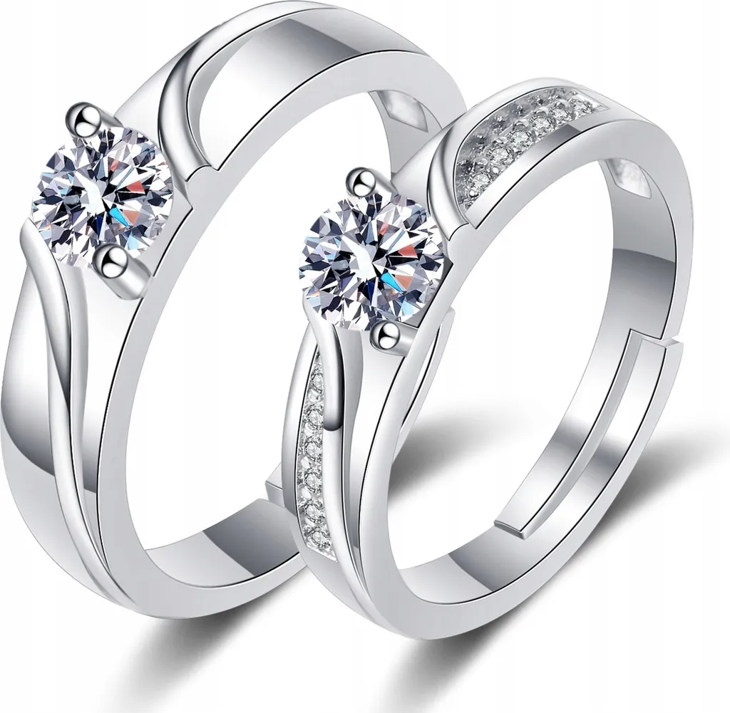 Coppia Fedi Regolabili Argento Acciaio r.UNI - Anelli Promessa Love - 1