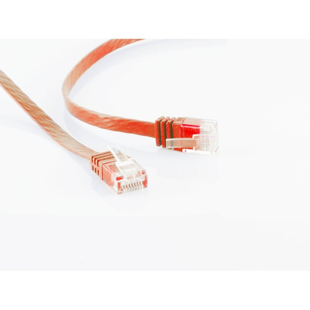 shiverpeaks BASIC-S U/UTP Flach-Patchkabel, Kat.6, 15,0 m rot, 2 x RJ 45 Stecker, Mantel aus PVC, vergoldete Kontakte (SP725-SLR)
