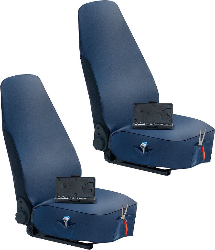 Doppelpack Premium Kunstleder Autositzbezug Schonbezug Sitzschoner Werkstattbezug Für Fahrer- und Beifahrersitz Marineblau