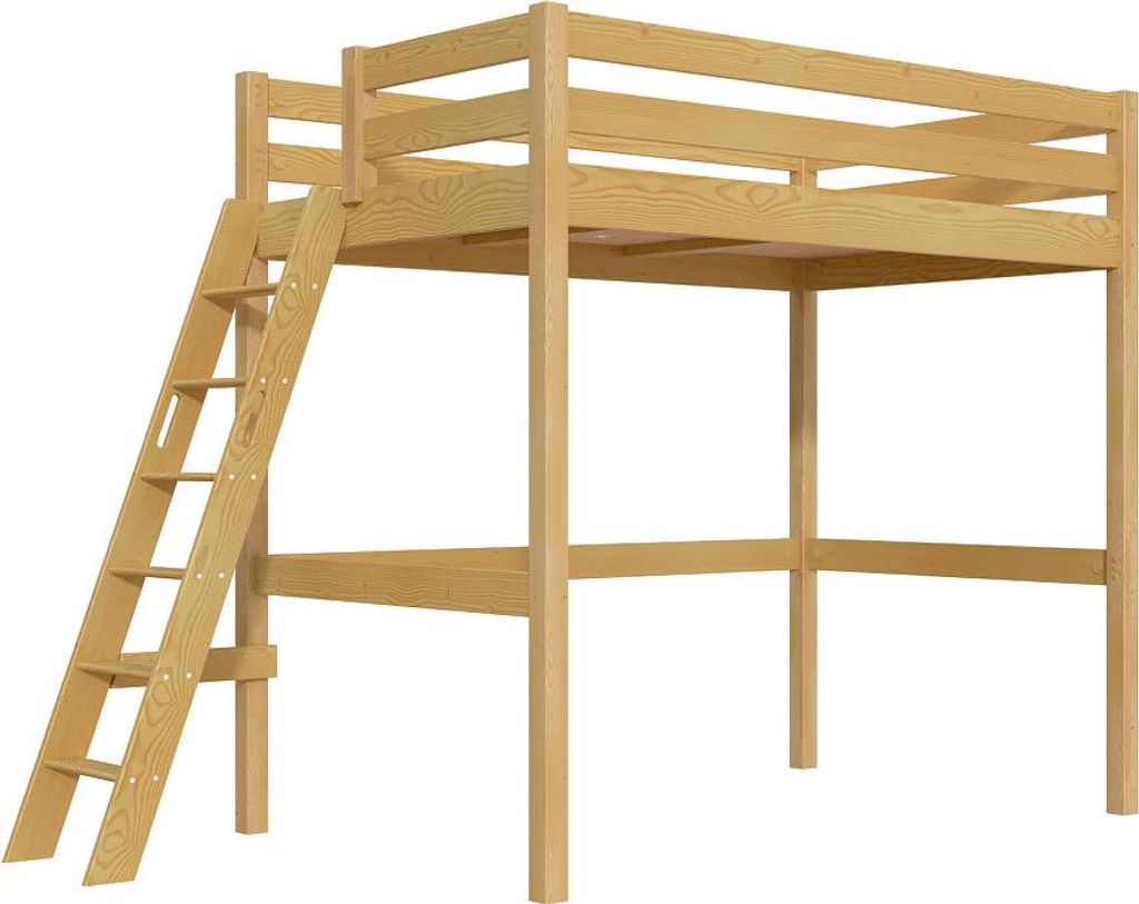 Hochbett holz mit Leiter Sylvia - 120x200 schräge Leiter - Honig