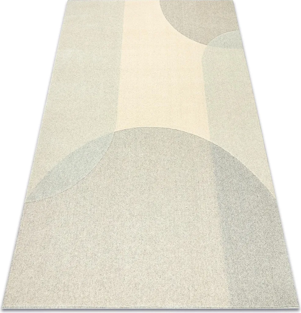 Tapis en laine structuré beige 80x140 cm OSTA FLUX à motif géométrique