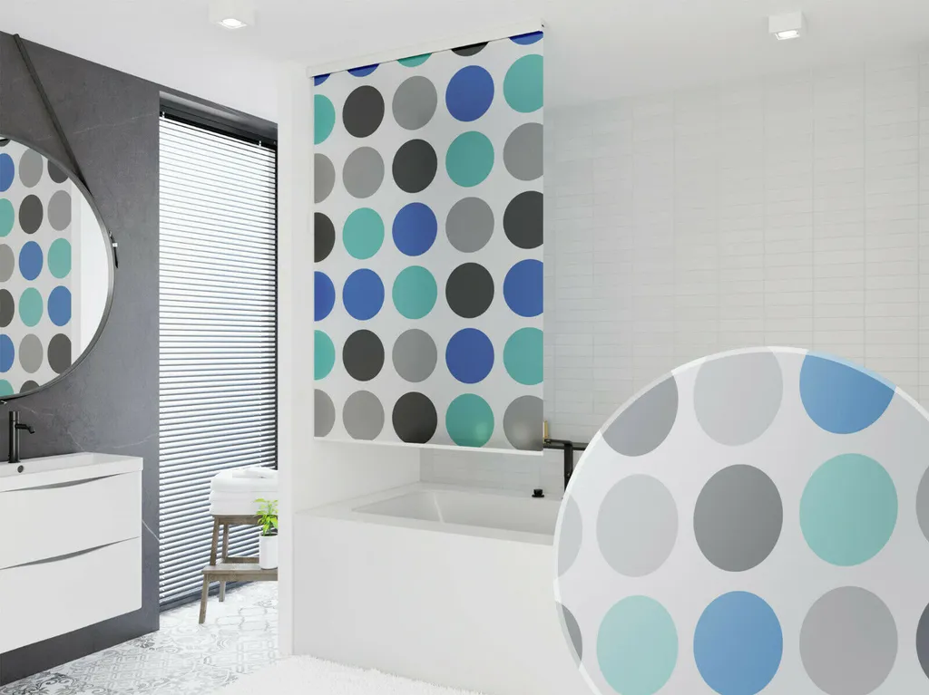 Offerta Tenda Doccia a Rullo 80cm Blu Retrò - Spedizione Rapida