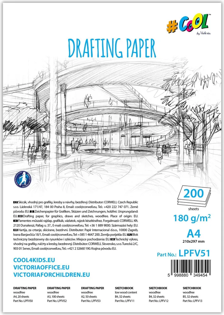 Victoria Carta Disegno A4 180g per Studenti | Pacco Risparmio 200pz