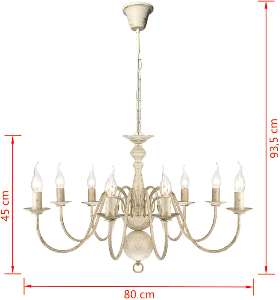 Lustre blanc antique 8 ampoules E14 : solution éclairage grand séjour - 4