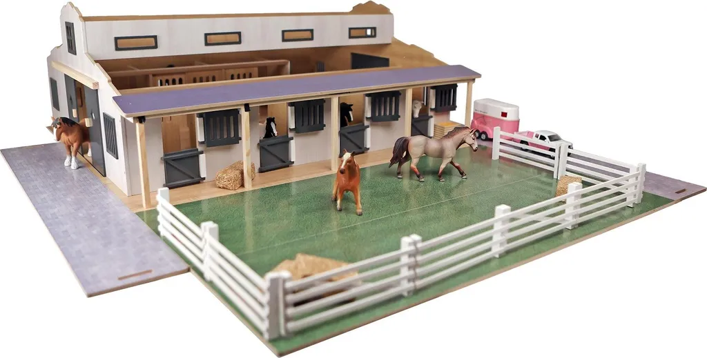 Écurie Kids Globe 1:24 pour Ranger et Protéger 7 Chevaux Miniatures - 2
