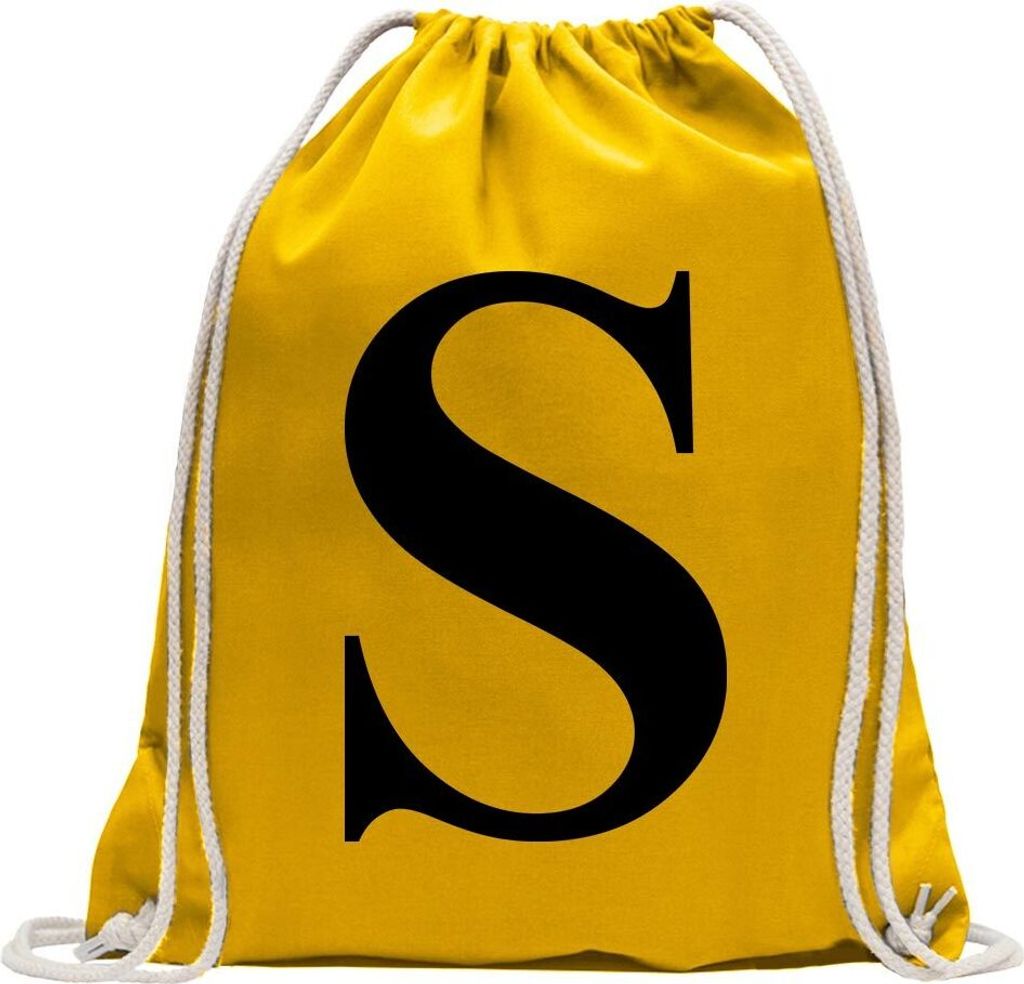 Kiwistar - Turnbeutel - gelb - Buchstabe S - Alphabet - Fun Rucksack Sport Beutel Gymsack Baumwolle mit Ziehgurt