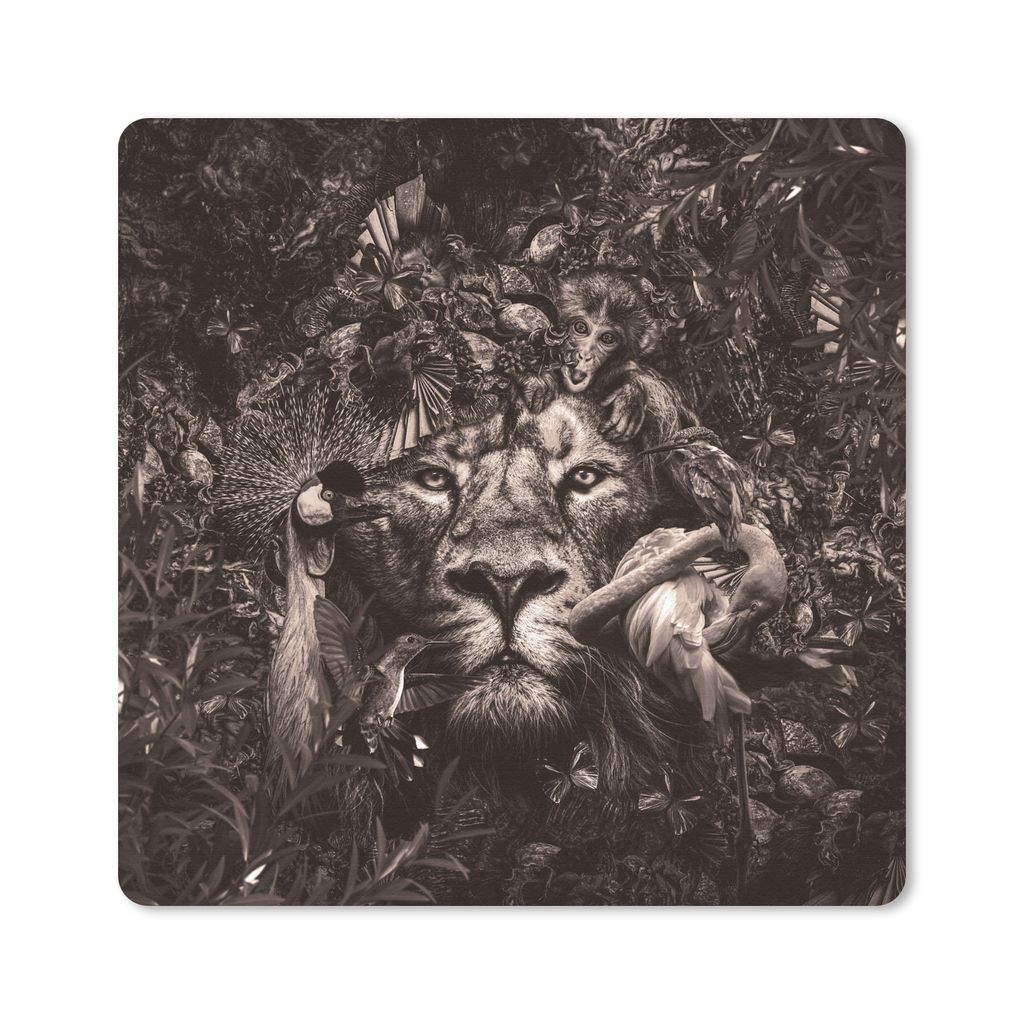 MuchoWow Mauspad Mousepad Tier - Afrika - Schwarz - Weiß 20x20 cm - Mousepads - Maus Mat - Pad - Mausunterlage - Desk Mat - Bureauartikeln