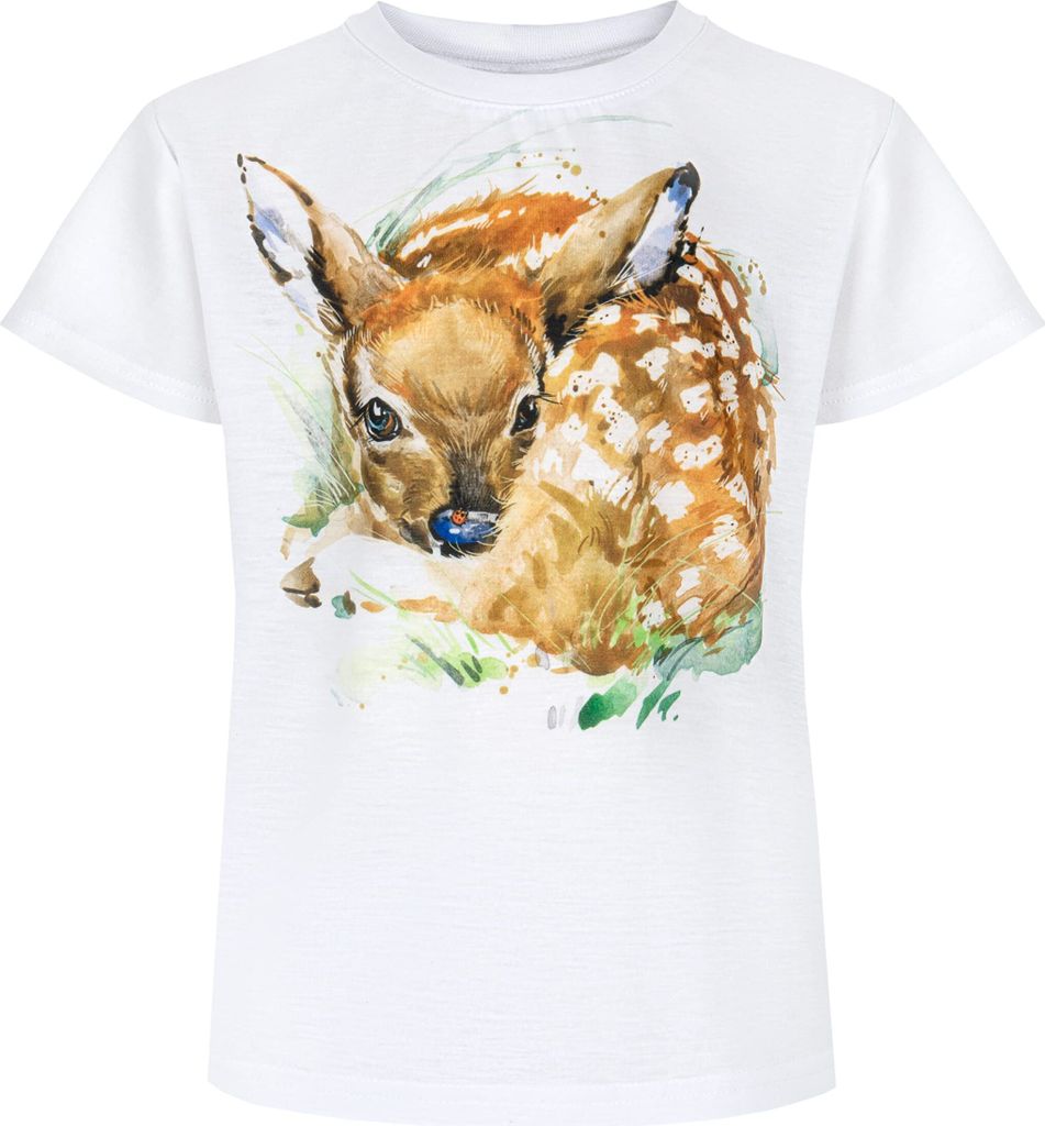 Wadera, Baumwoll T-Shirts Kinder Junge Mädchen, 134/140, Weiß, mit Ziege