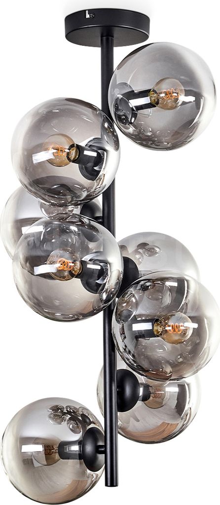 Fossobiubo Deckenlampe aus Metall/Glas in Schwarz/Rauchfarben/Klar