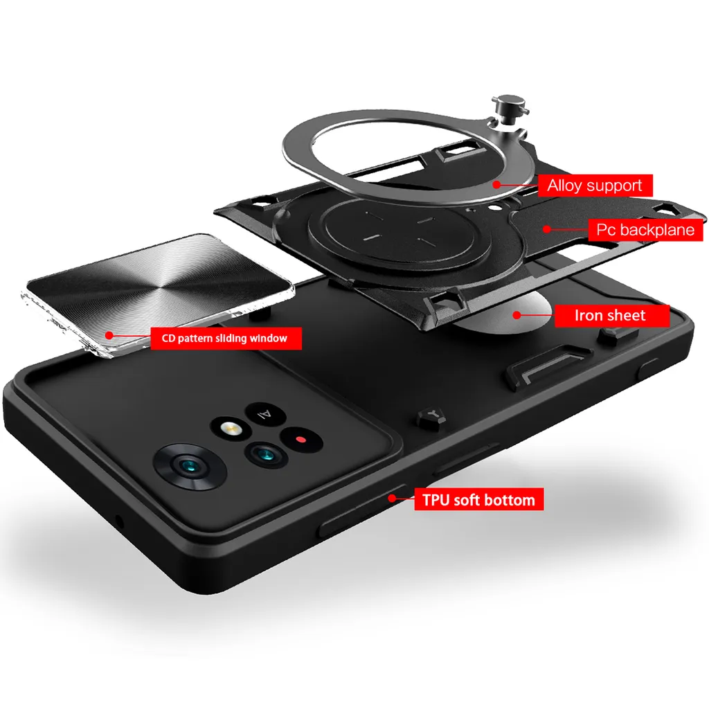 BaiBaiDY Cover per Xiaomi Poco C40 Custodia, Assorbimento degli urti, Staffa, Resistenza alla caduta, Doppio strato TPU + PC, Adatto per Xiaomi Poco C40.(Nero
