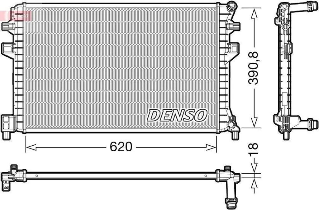DENSO DRM02018 Radiateur moteur OE 5Q0121251EJ pour Audi A3 et Golf VII