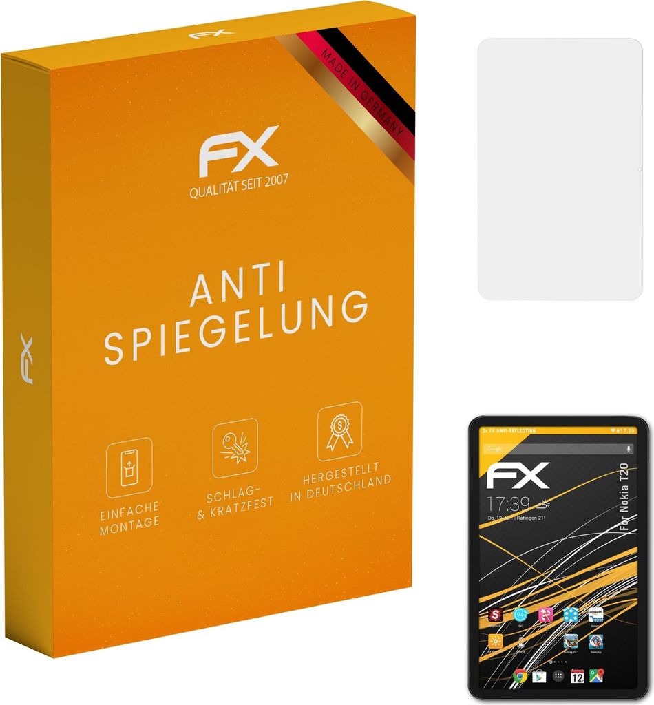 atFoliX FX-Antireflex 2x Schutzfolie kompatibel mit Nokia T20 Displayfolie