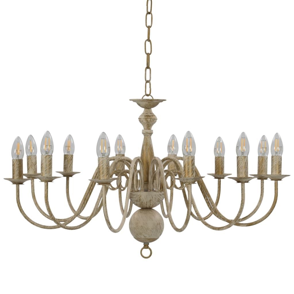 vidaXL Lampadario bianco antico 12 prese E14 Immagine del prodotto 
