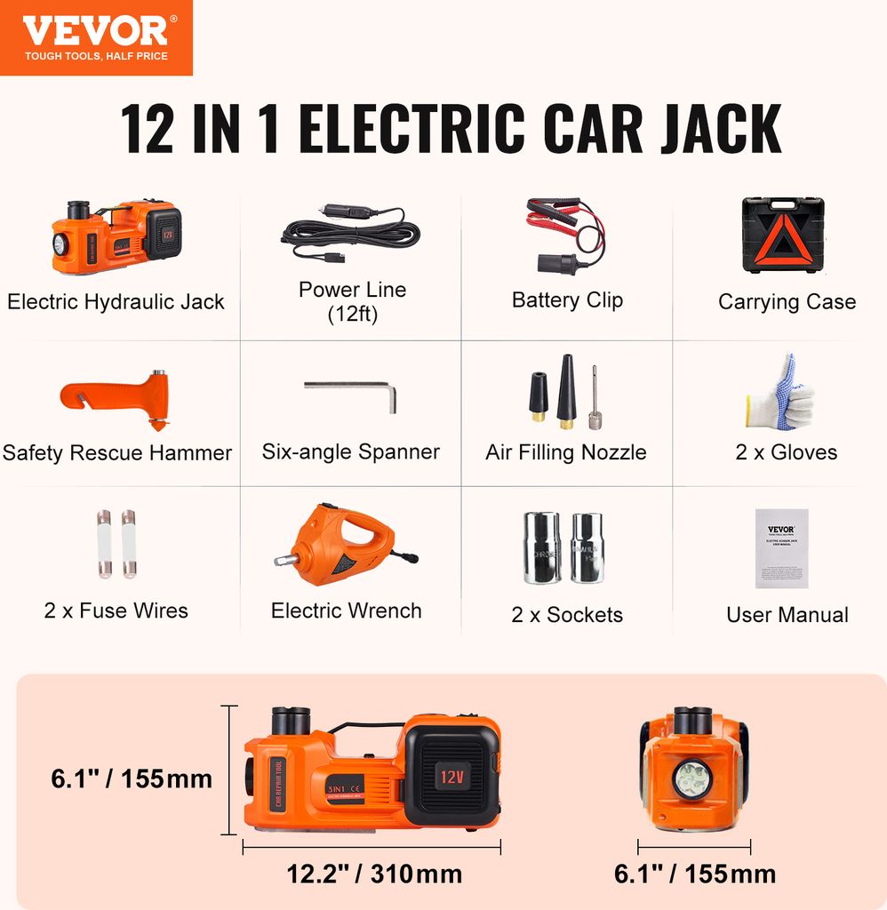 Elektryczny podnośnik hydrauliczny VEVOR 5 t, 180 W, Zdjęcie produktu 7