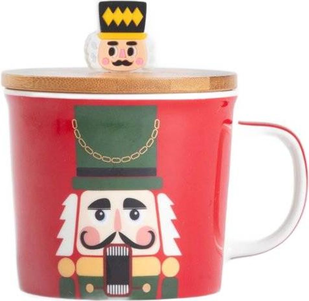 HOMLA FEDO Becher mit Bambusdeckel kastanienbraun 0,34 l