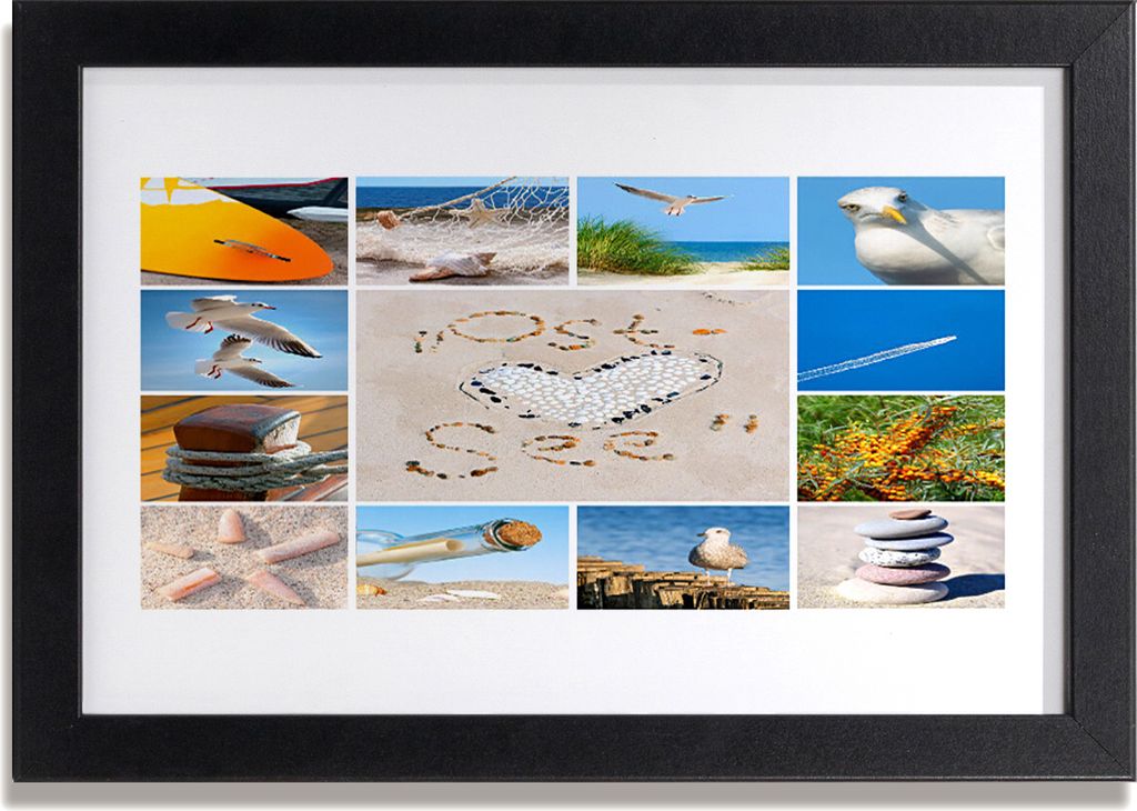 Bild 30x20 MDF-Rahmen Wandkunst Möwen Ocean Beach Landschaft
