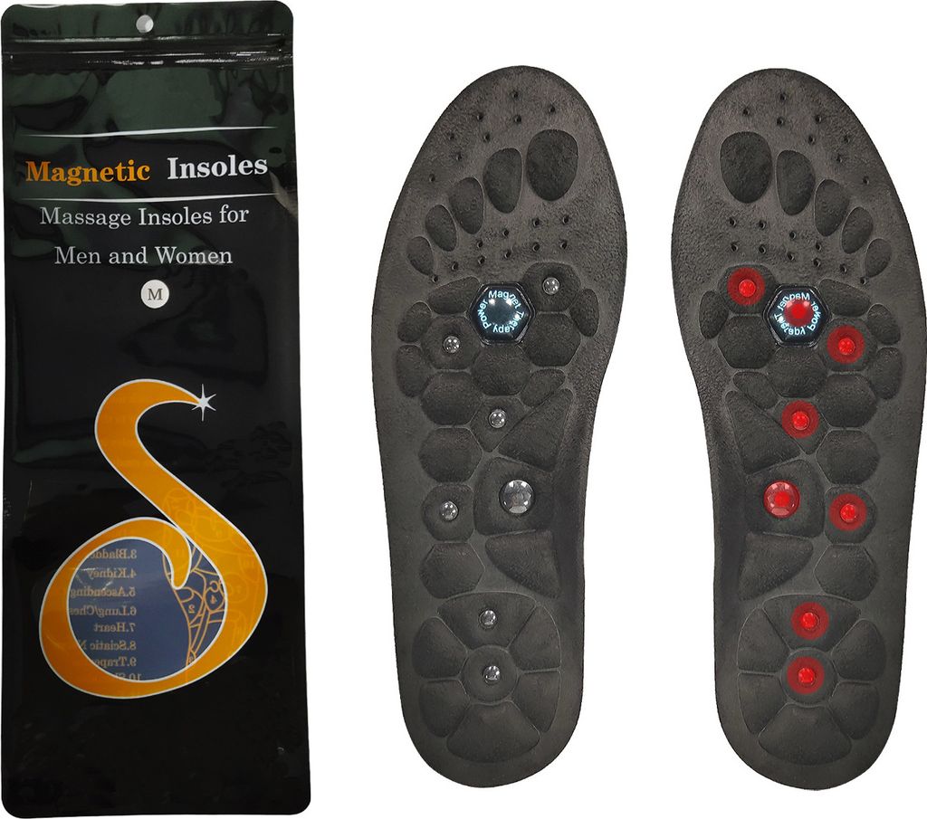 INF Magnetische Massageeinlegesohlen, Zuschneidbare Schuheinlagen für Männer & Frauen M