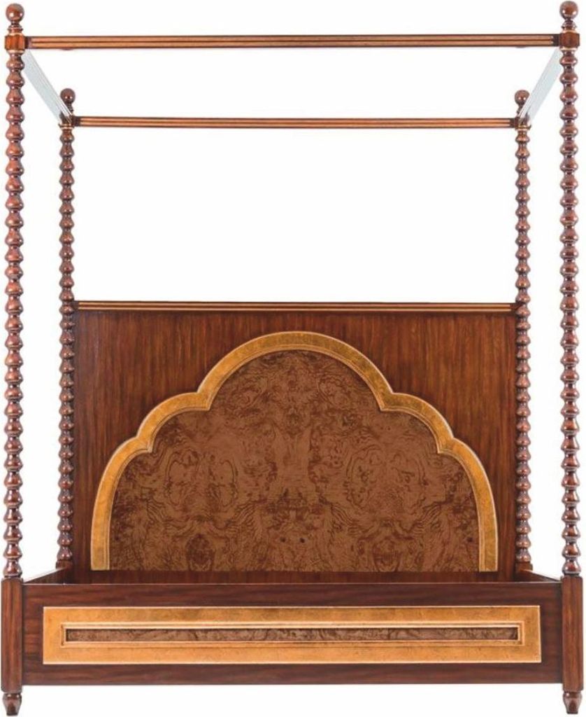 Casa Padrino Luxus Massivholz Himmelbett Braun - Hotel & Schlafzimmer Möbel