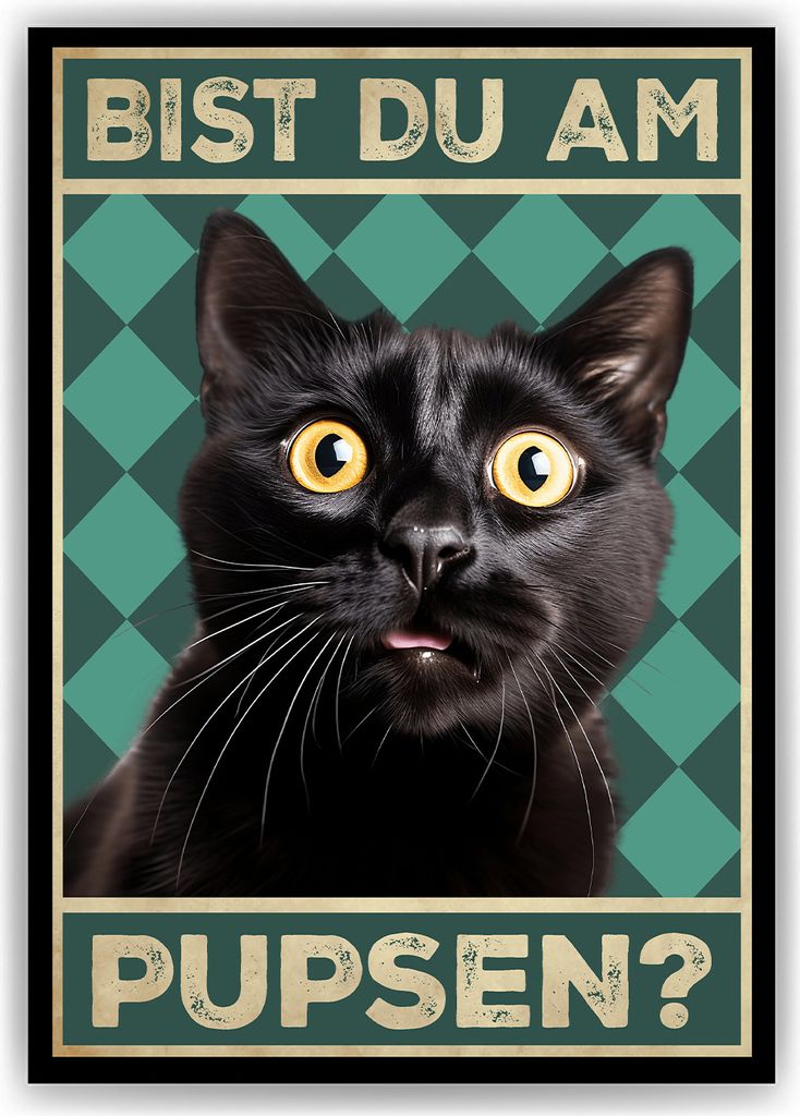 Bist du am Pupsen? Katzen Poster Badezimmer Gästebad Wandbild Klo Toilette Dekoration Lustiges Gäste-WC Bild DIN A4 - Katze 02 – DIN A4 (21x29....